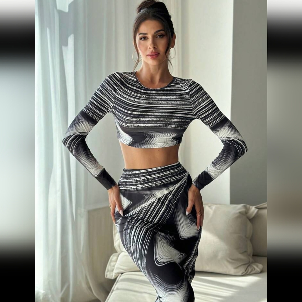 🦓 Black + White Skirt Set